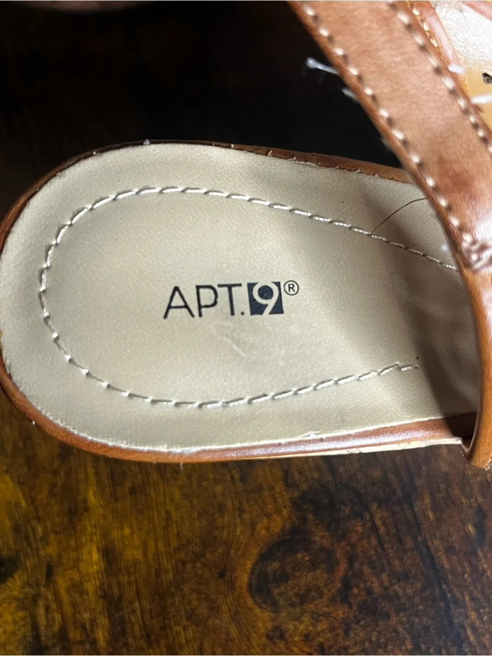 APT. 9 Tan Floral Cutout Cork Wedge Sandals Size 7.5